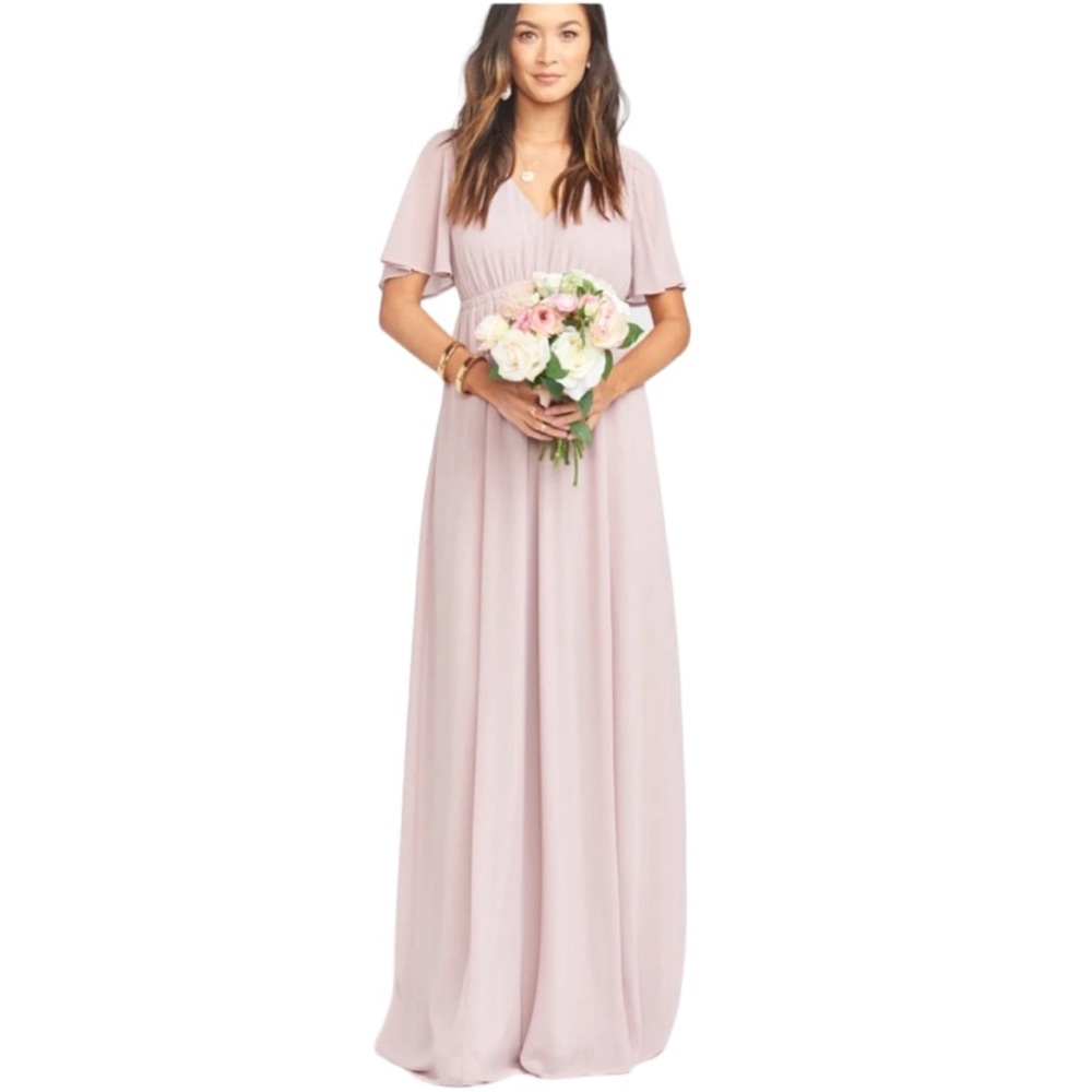 Show Me Your MuMu Emily Empire Maxi Dress Dusty Blush‎ Crisp XS Bridesmaid Bride